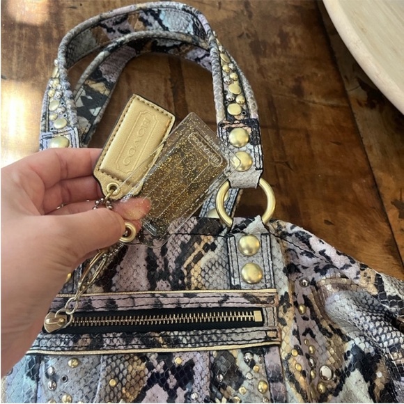 Coach Studded Snake Print Shoulder Bag - Picture 5 of 15